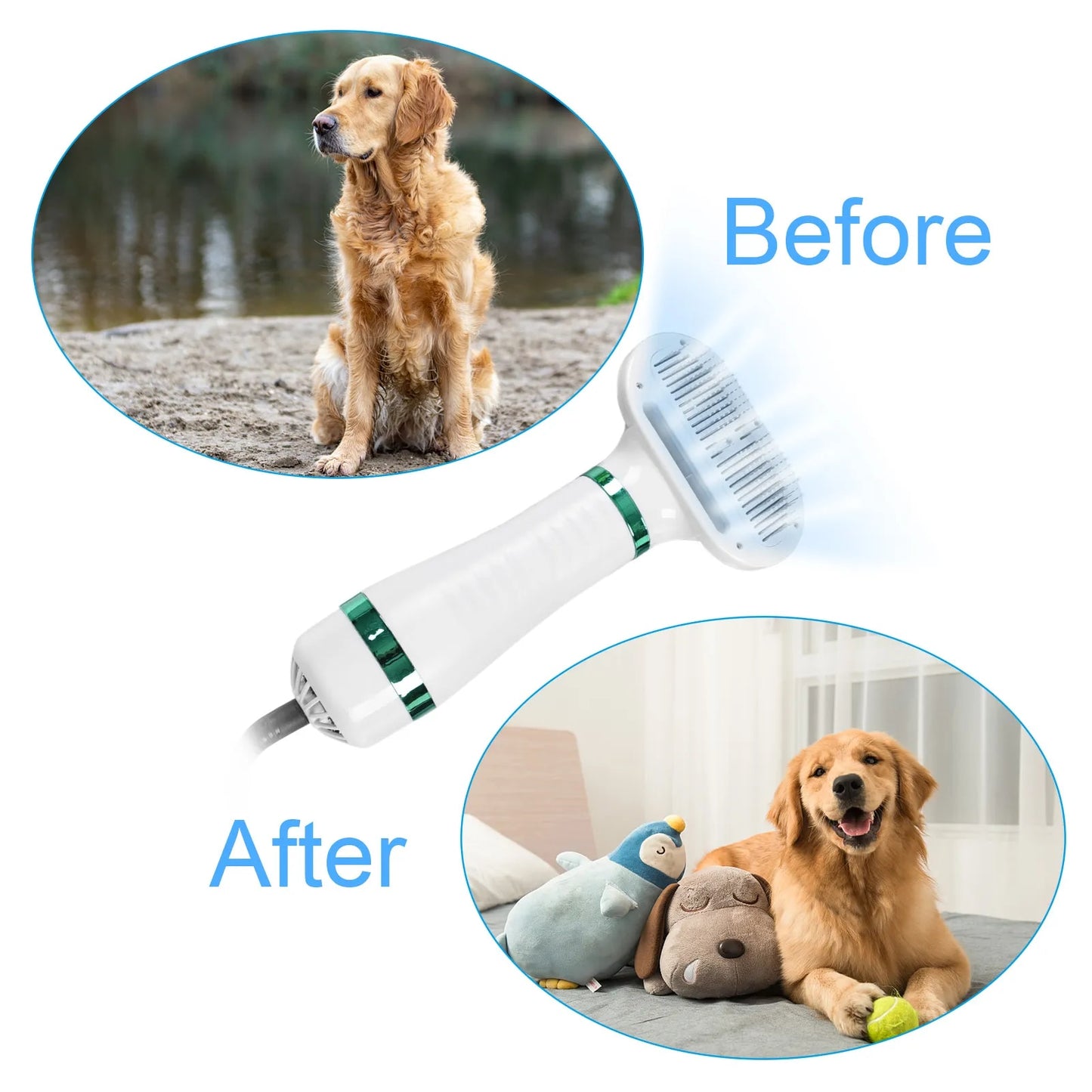 2-In-1 Portable Dog Blow Dryer & Brush